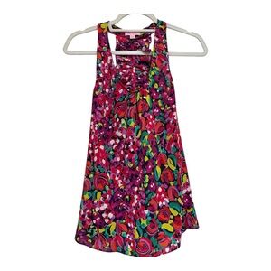 Lilly Pulitzer Floral Ruched Back Sleeveless Blouse – Size Small EUC